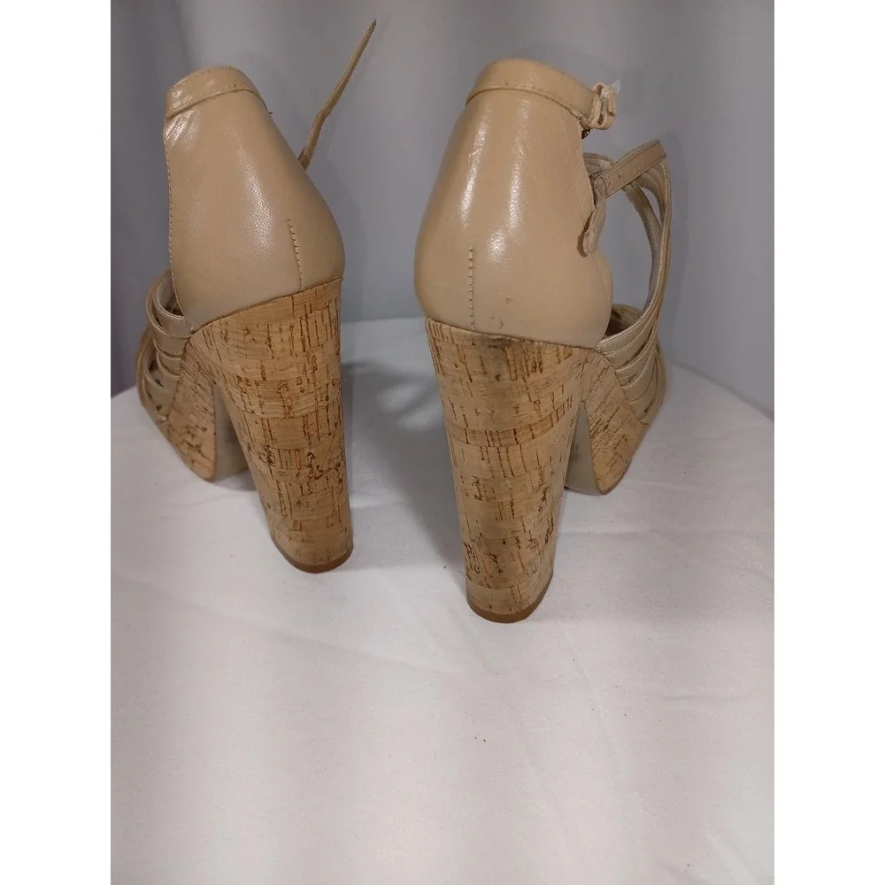 Nine‎ West Shoes Womens Size 8.5 NWFronttime Patent Cork Platform Heels Sandals